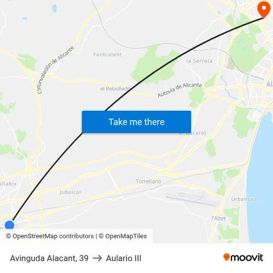 Avinguda Alacant, 39 to Aulario III map
