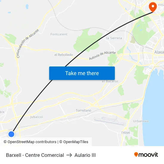 Barxell - Centre Comercial to Aulario III map