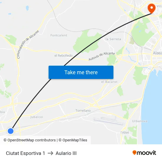 Ciutat Esportiva 1 to Aulario III map