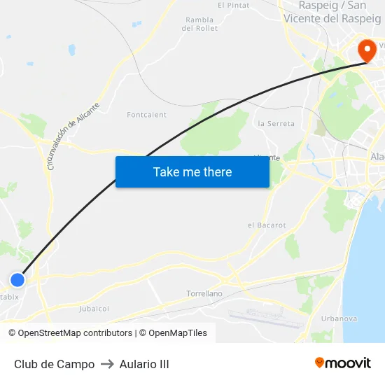 Club de Campo to Aulario III map