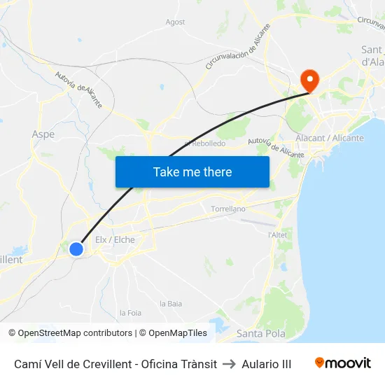Camí Vell de Crevillent - Oficina Trànsit to Aulario III map