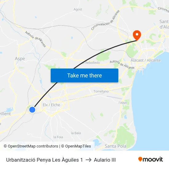 Urbanització Penya Les Àguiles 1 to Aulario III map