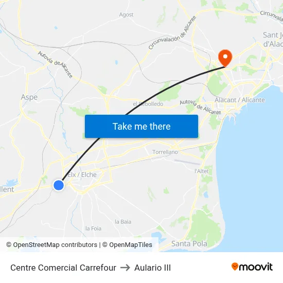 Centre Comercial Carrefour to Aulario III map