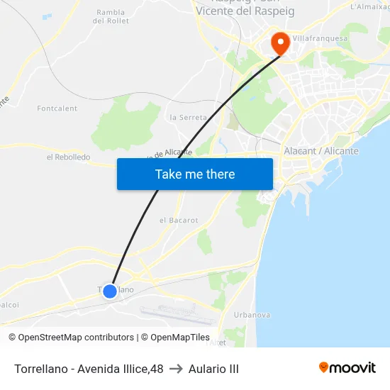 Torrellano - Avenida Illice,48 to Aulario III map