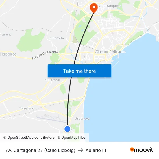 Av. Cartagena 27 (Calle Llebeig) to Aulario III map