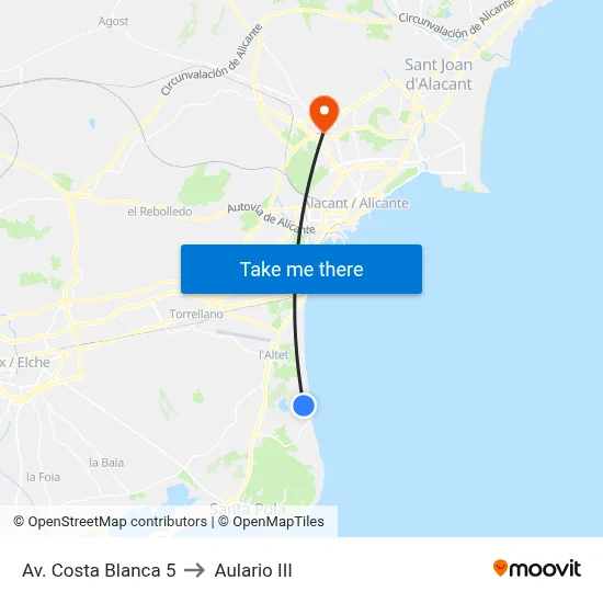 Av. Costa Blanca 5 to Aulario III map
