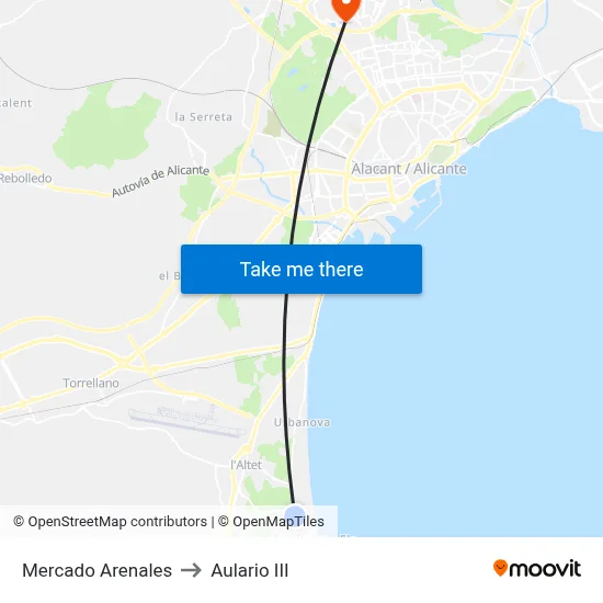 Mercado Arenales to Aulario III map