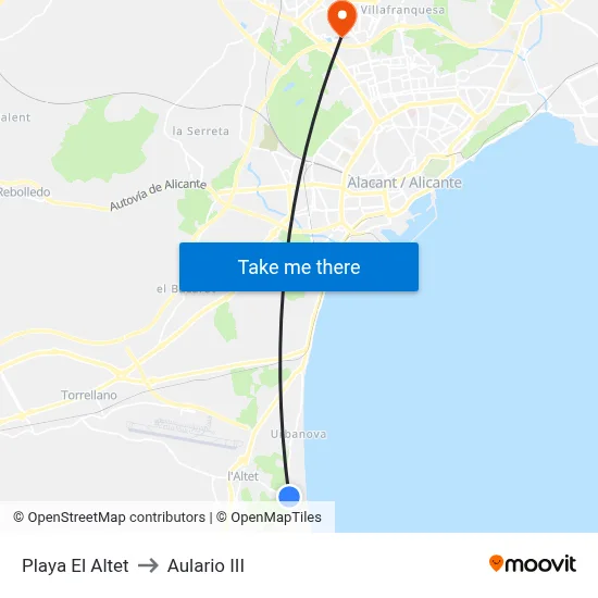 Playa El Altet to Aulario III map