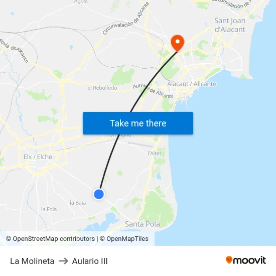 La Molineta to Aulario III map