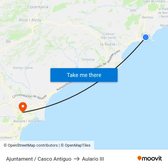 Ajuntament / Casco Antiguo to Aulario III map