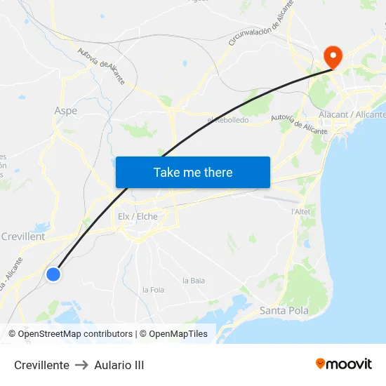 Crevillente to Aulario III map