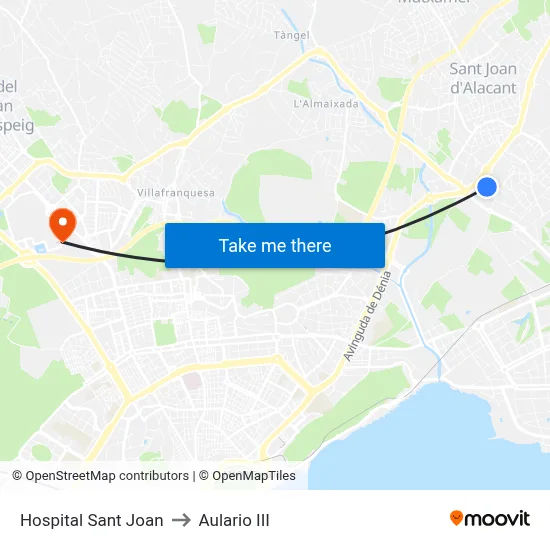 Hospital Sant Joan to Aulario III map