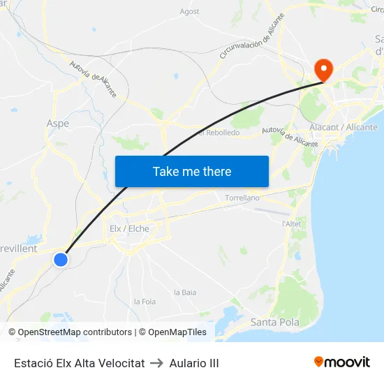 Estació Elx Alta Velocitat to Aulario III map
