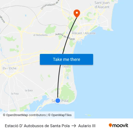 Estació D' Autobusos de Santa Pola to Aulario III map