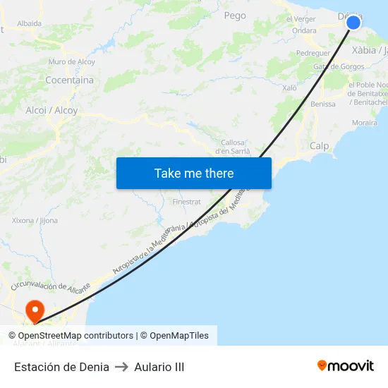 Estación de Denia to Aulario III map