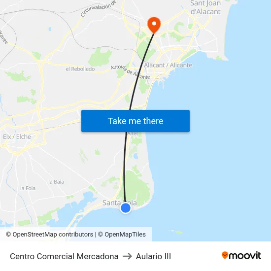 Centro Comercial Mercadona to Aulario III map