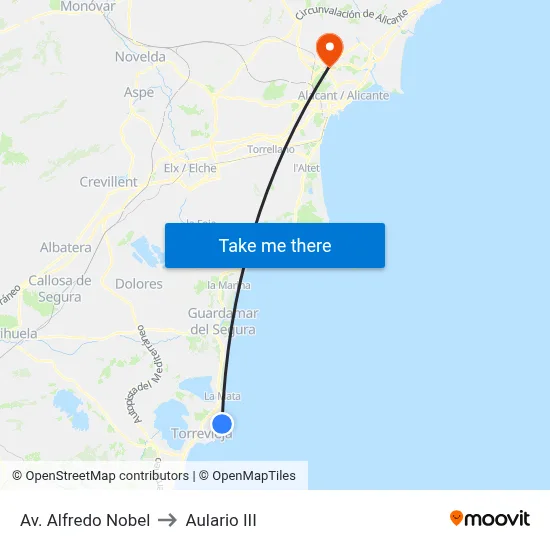 Av. Alfredo Nobel to Aulario III map