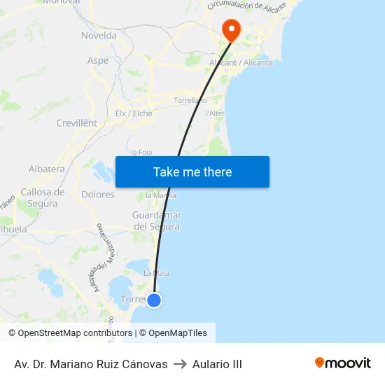 Av. Dr. Mariano Ruiz Cánovas to Aulario III map