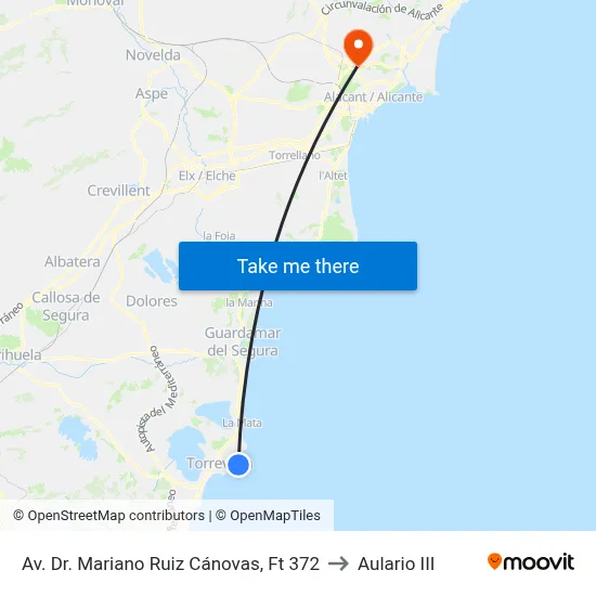 Av. Dr. Mariano Ruiz Cánovas, Ft 372 to Aulario III map