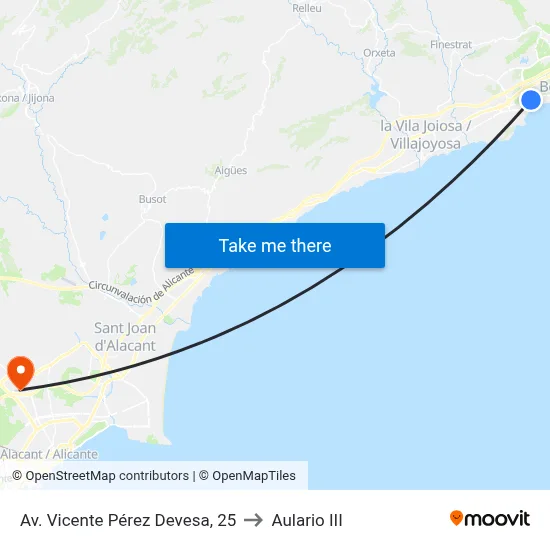Av. Vicente Pérez Devesa, 25 to Aulario III map