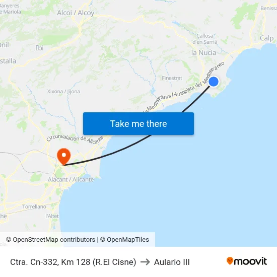 Ctra. Cn-332, Km 128 (R.El Cisne) to Aulario III map