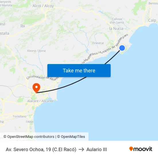 Av. Severo Ochoa, 19 (C.El Racó) to Aulario III map