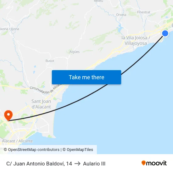 C/ Juan Antonio Baldoví, 14 to Aulario III map