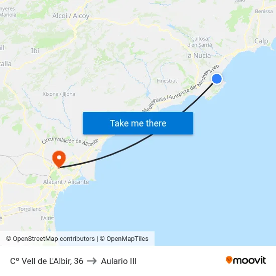Cº Vell de L'Albir, 36 to Aulario III map