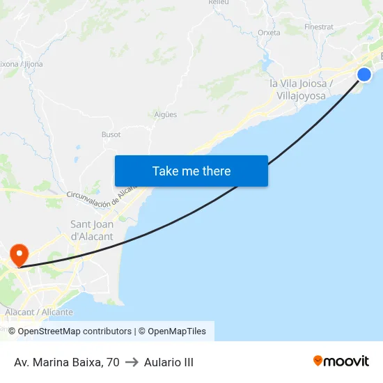 Av. Marina Baixa, 70 to Aulario III map