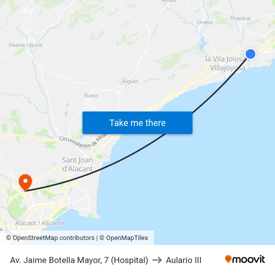 Av. Jaime Botella Mayor, 7 (Hospital) to Aulario III map