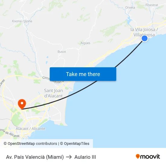 Av. País Valencià (Miami) to Aulario III map