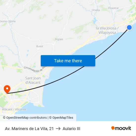Av. Mariners de La Vila, 21 to Aulario III map