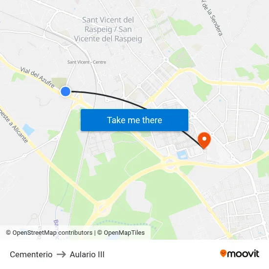 Cementerio to Aulario III map