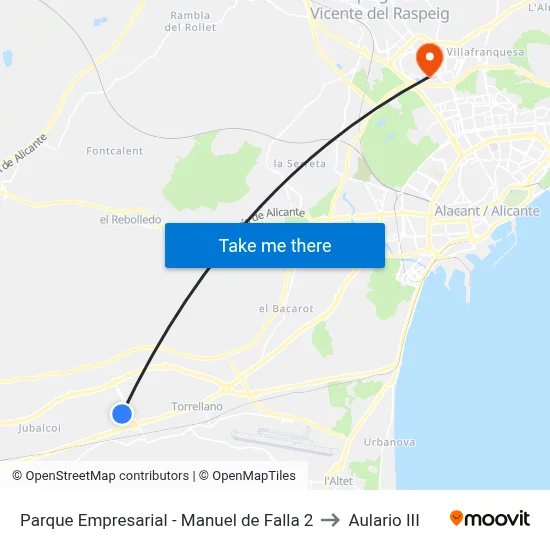Parque Empresarial - Manuel de Falla 2 to Aulario III map