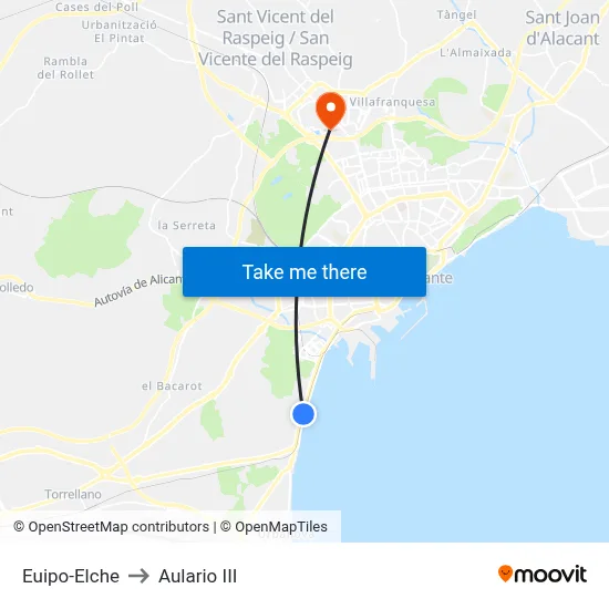 Euipo-Elche to Aulario III map