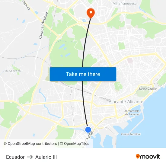 Ecuador to Aulario III map