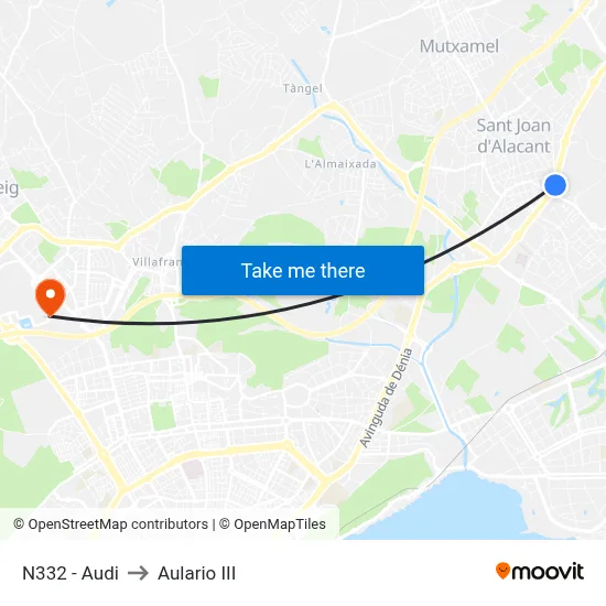 N332 - Audi to Aulario III map