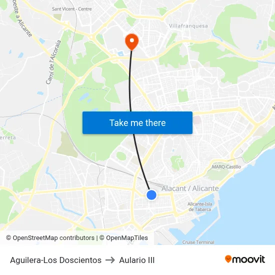 Aguilera-Los Doscientos to Aulario III map