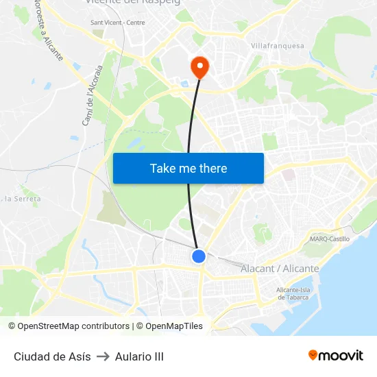 Ciudad de Asís to Aulario III map