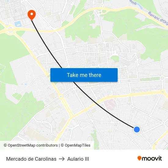 Mercado de Carolinas to Aulario III map