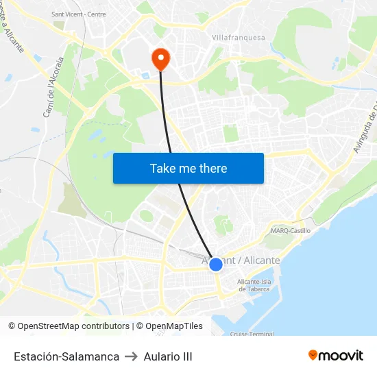 Estación-Salamanca to Aulario III map