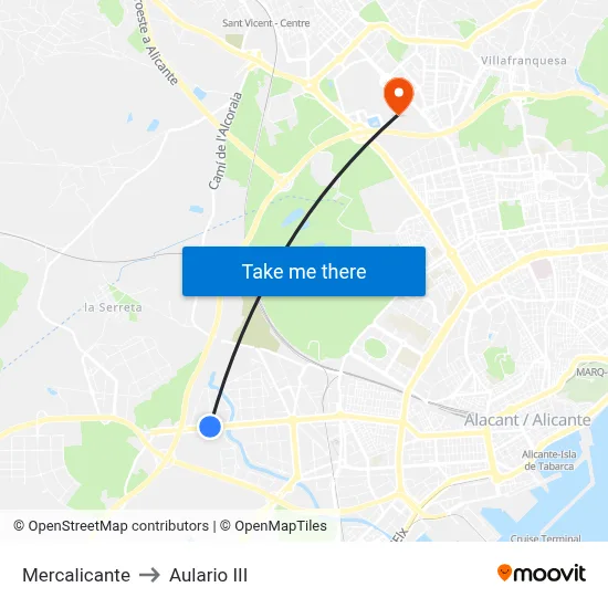 Mercalicante to Aulario III map