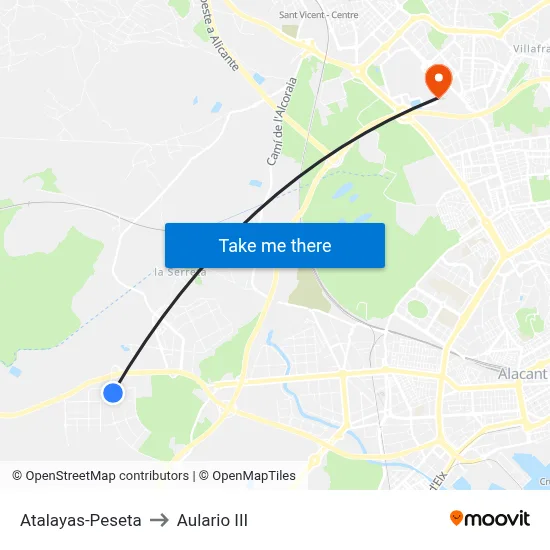 Atalayas-Peseta to Aulario III map
