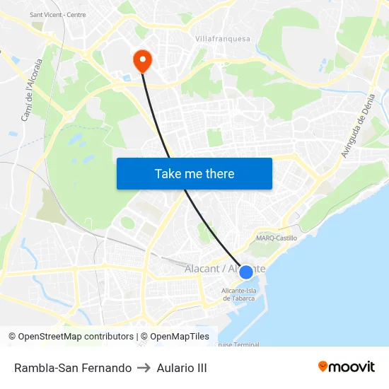 Rambla-San Fernando to Aulario III map