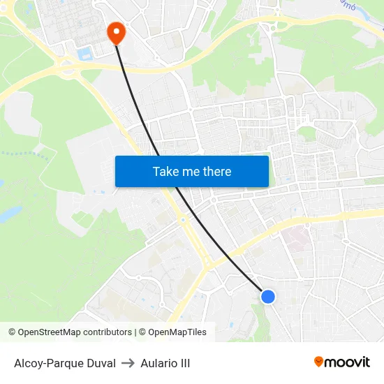 Alcoy-Parque Duval to Aulario III map