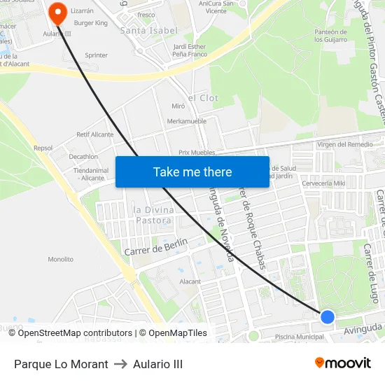 Parque Lo Morant to Aulario III map
