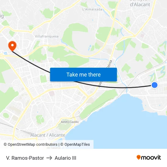 V. Ramos-Pastor to Aulario III map