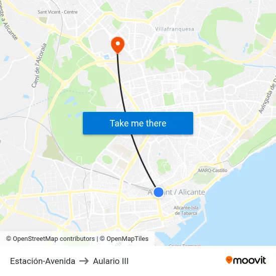 Estación-Avenida to Aulario III map