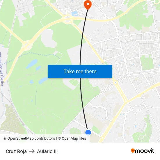 Cruz Roja to Aulario III map