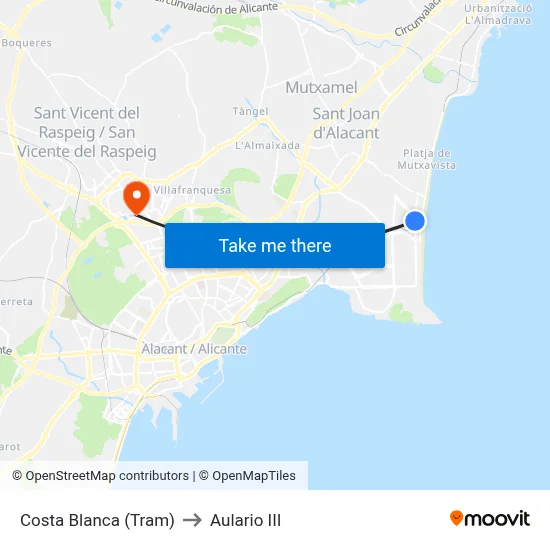 Costa Blanca (Tram) to Aulario III map